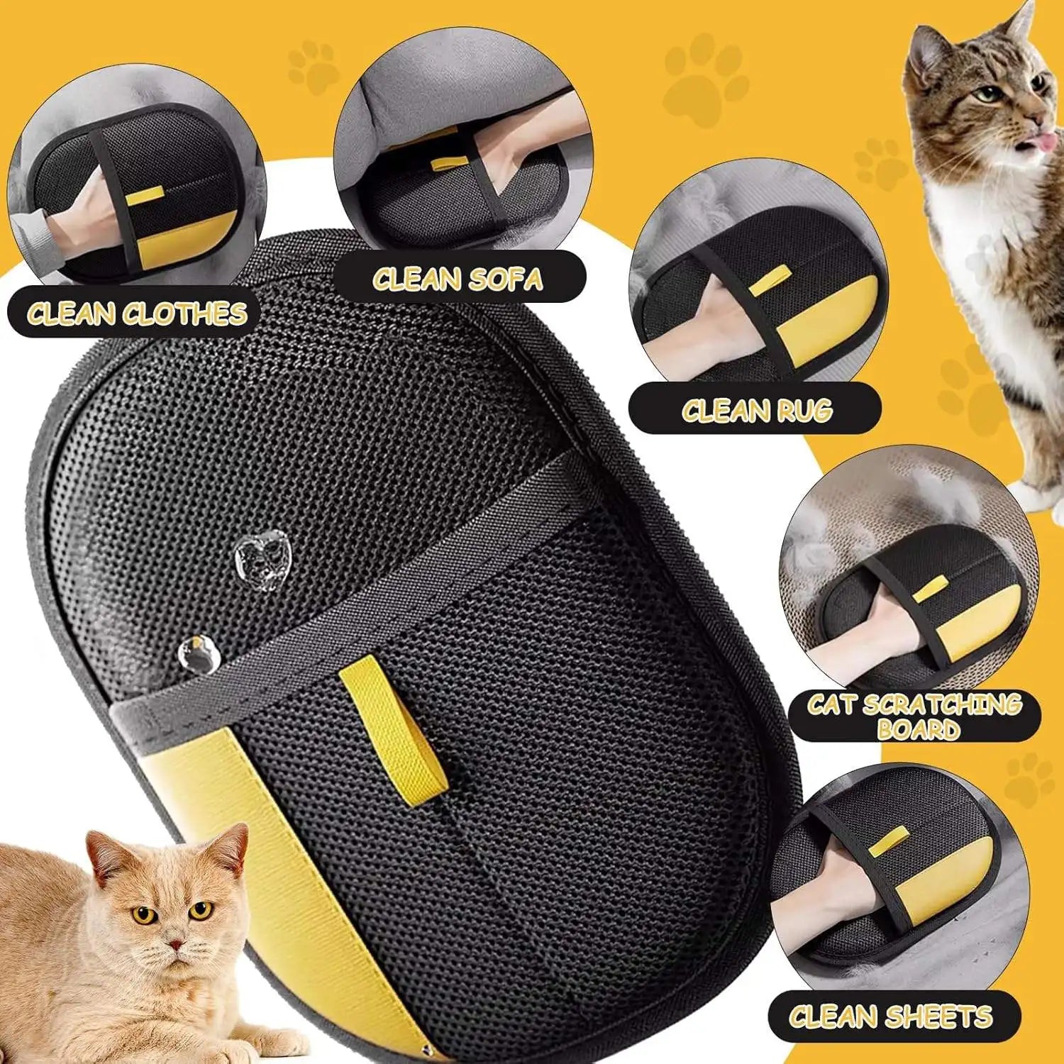 Dropshipping Two-Way Large Efficient Pet Hair Removal Gloves Electrostatic Double-Sided Reusable Washable Pet Grooming Gloves