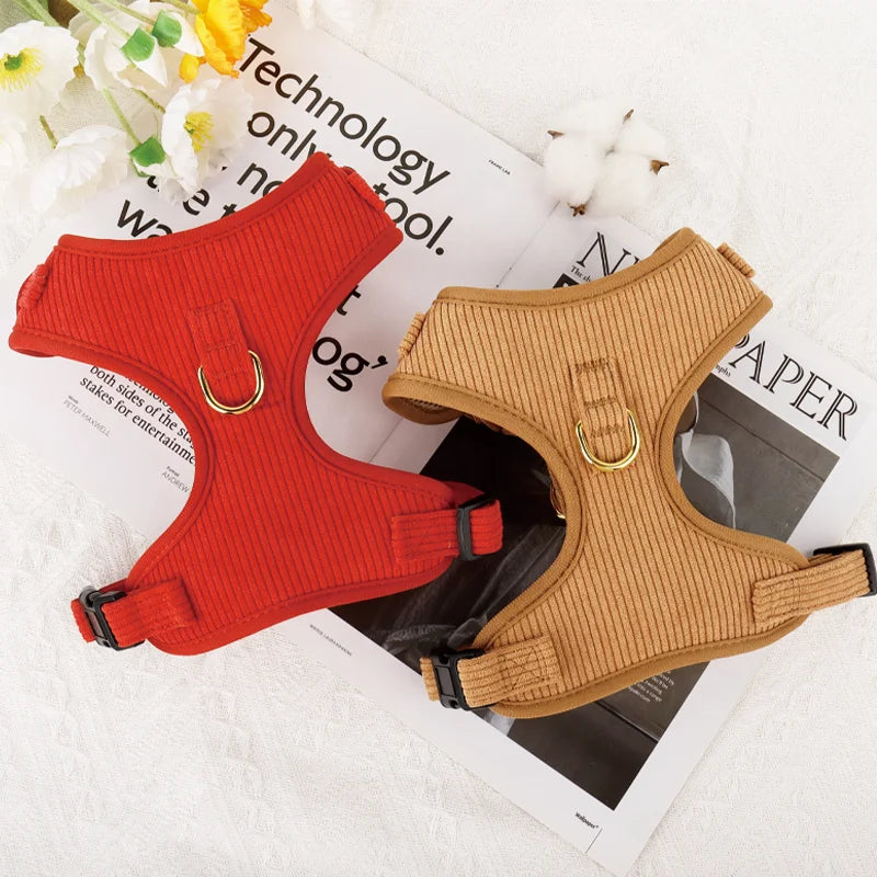 RTS New Lightweight Mesh Breathable Pet Harness Vest Dog Traction Rope Corduroy Dog Safety Harness
