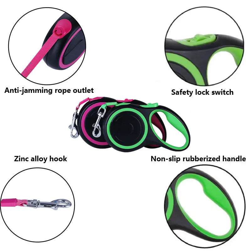 New Pet Products Label Wholesale Adjustable Automatic Heavy Duty Retractable Pet Nylon Material Dog Leash For Large Dog lead