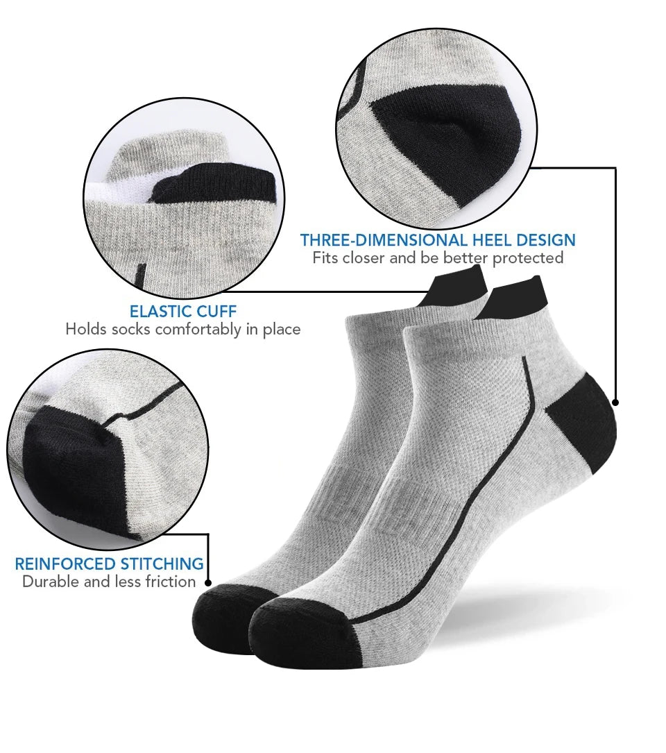 HSS 10 Pairs Organic Cotton Men Socks Knit Mesh Ankle Socks Summer Fitness Breathable Quick Dry Short Sock For Cycling Plus Size