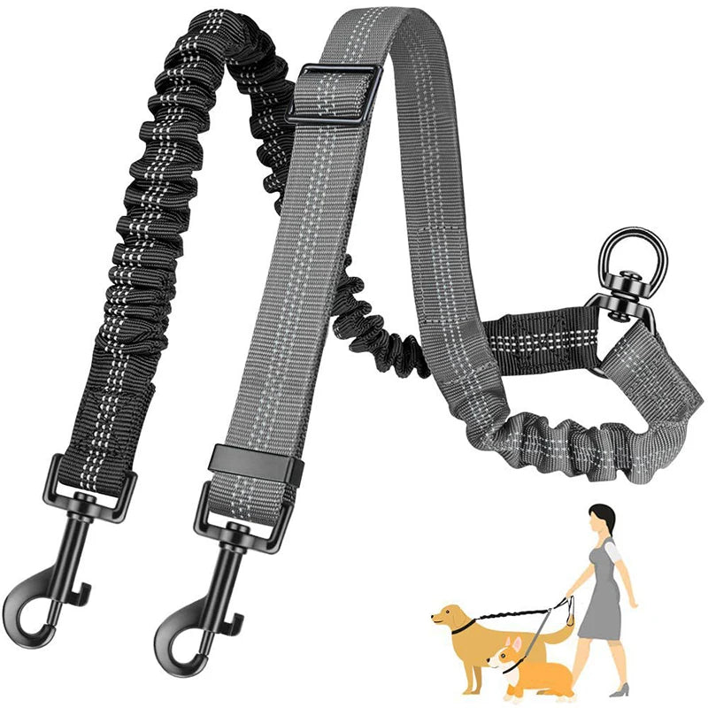 Hot Selling Double-Headed Automatic Retractable Nylon Reflective Pet Traction Leash for Walking 2 Dogs Animal Polyester