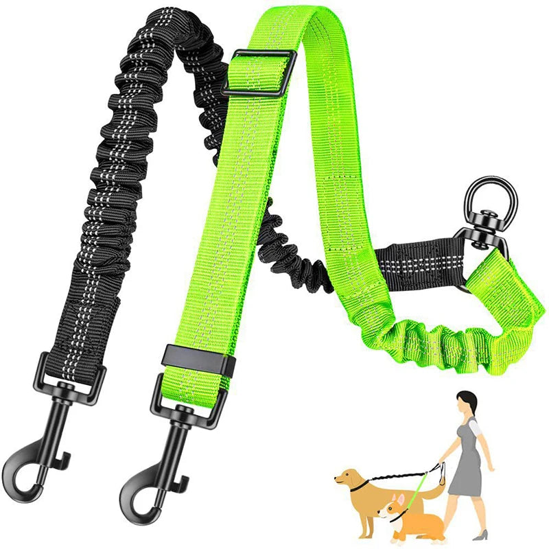 Hot Selling Double-Headed Automatic Retractable Nylon Reflective Pet Traction Leash for Walking 2 Dogs Animal Polyester