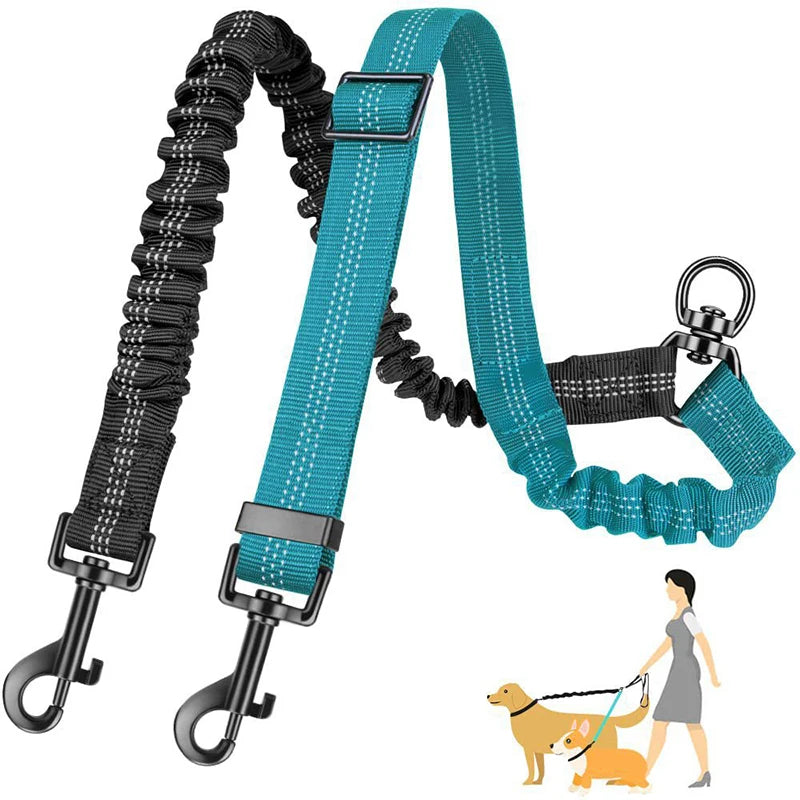 Hot Selling Double-Headed Automatic Retractable Nylon Reflective Pet Traction Leash for Walking 2 Dogs Animal Polyester