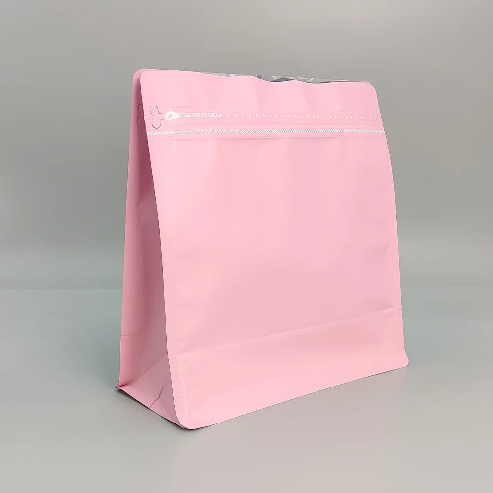 Classic Flat Bottom Pouch PE Zipper Packaging Bag for Food Pet Food Coffee Beans Tea Bags with Valve