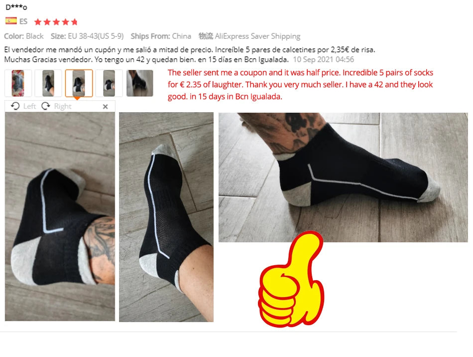 HSS 10 Pairs Organic Cotton Men Socks Knit Mesh Ankle Socks Summer Fitness Breathable Quick Dry Short Sock For Cycling Plus Size