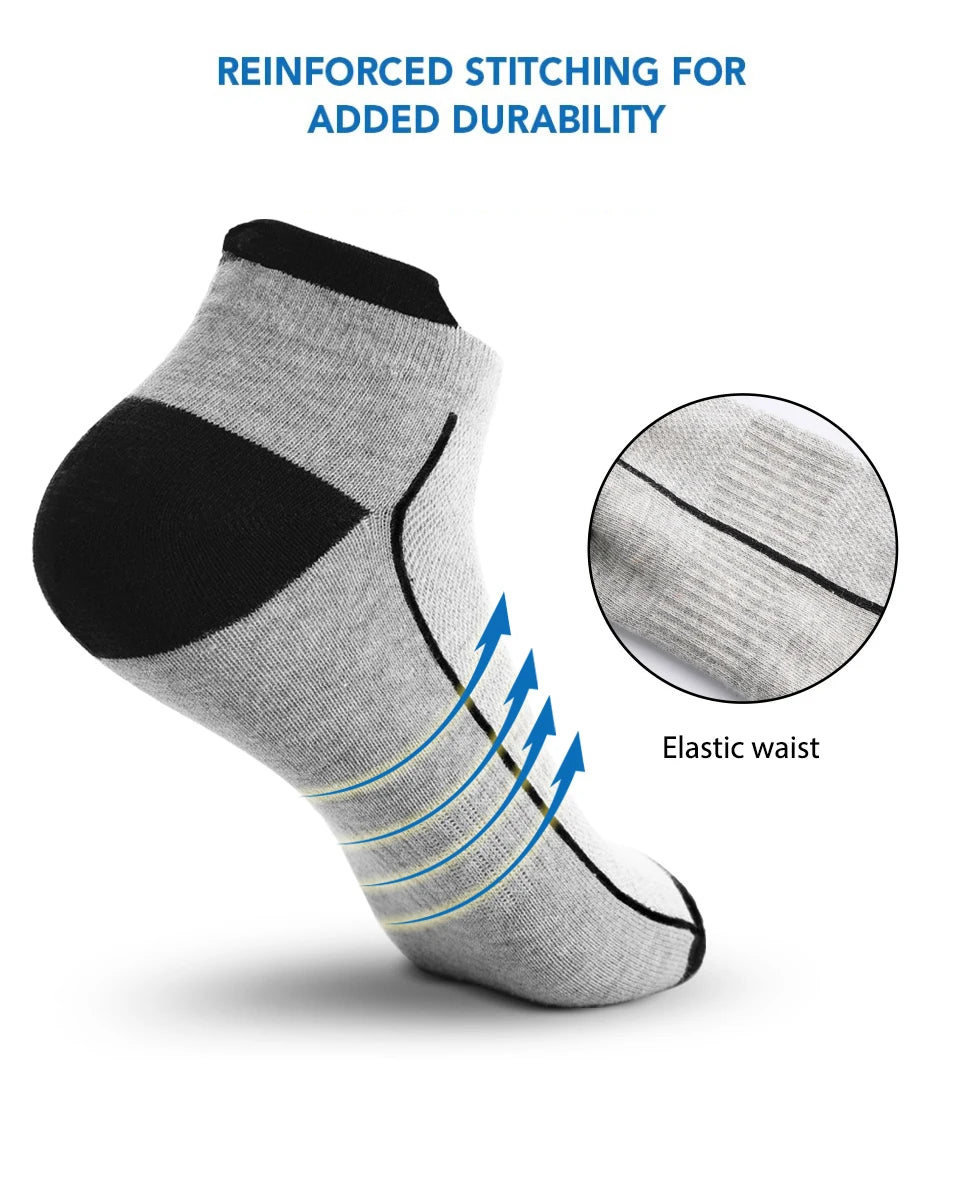 HSS 10 Pairs Organic Cotton Men Socks Knit Mesh Ankle Socks Summer Fitness Breathable Quick Dry Short Sock For Cycling Plus Size