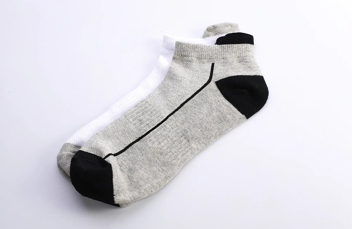 HSS 10 Pairs Organic Cotton Men Socks Knit Mesh Ankle Socks Summer Fitness Breathable Quick Dry Short Sock For Cycling Plus Size