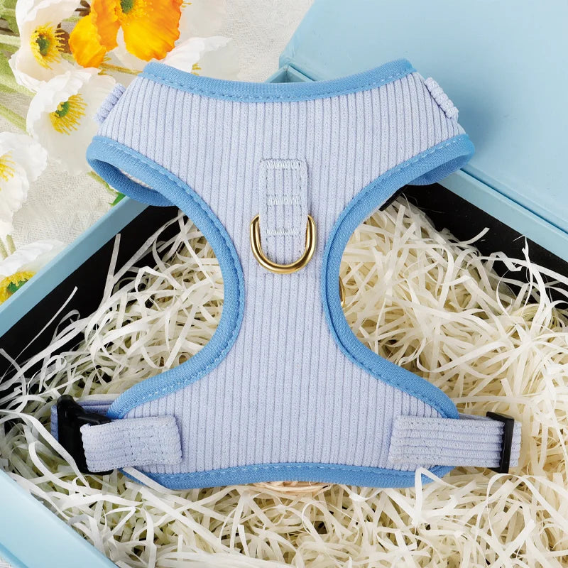 RTS New Lightweight Mesh Breathable Pet Harness Vest Dog Traction Rope Corduroy Dog Safety Harness