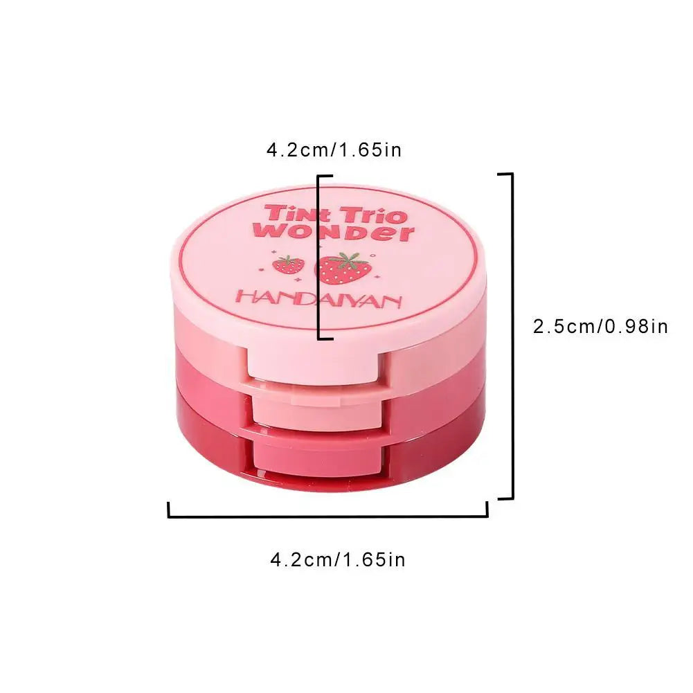 3-in-1 Multi-use Makeup Palette 3-Color Folding Matte Blush Tray Velvet Mousse Lip Mud for Cheeks Lips & Eyes Makeup