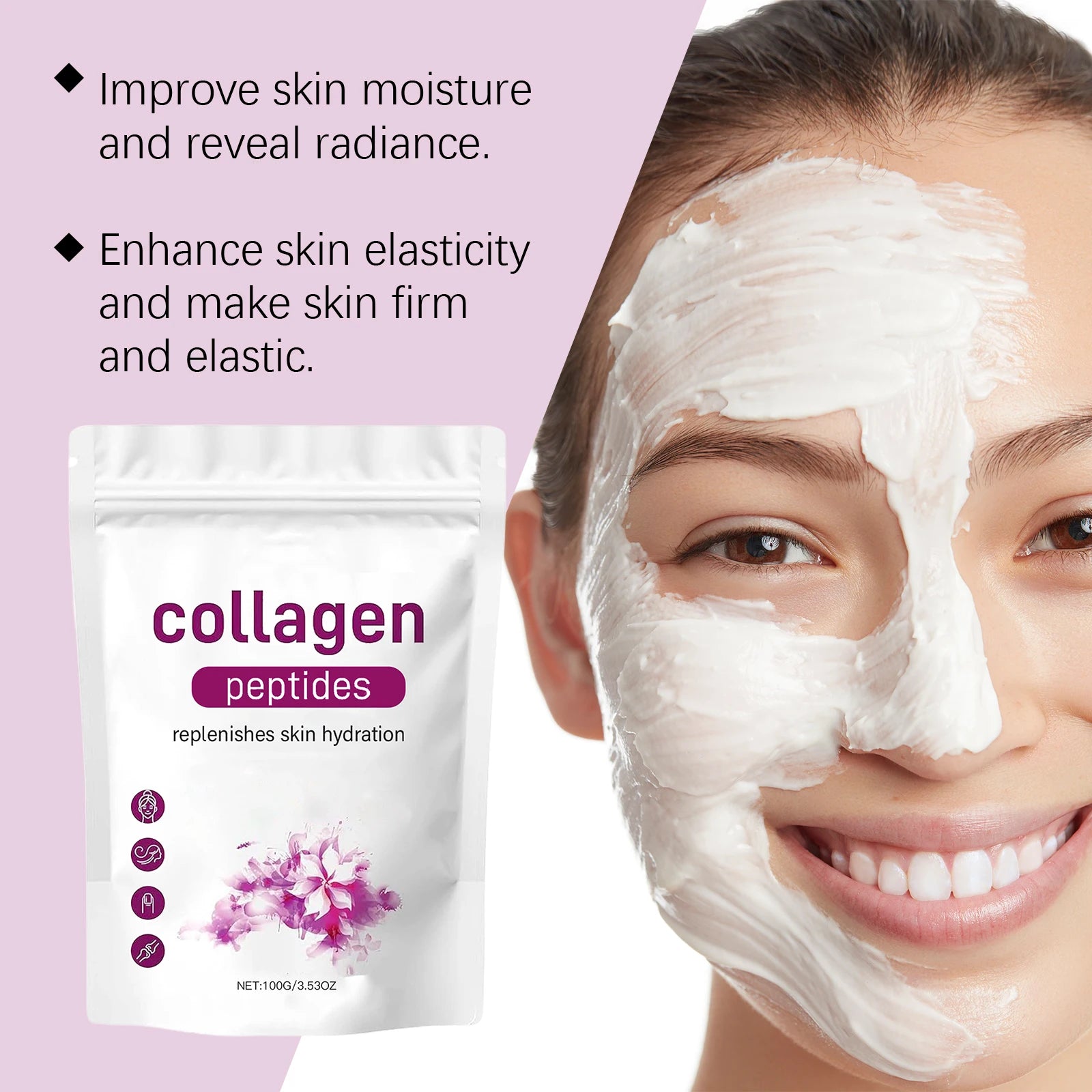 Hyaluronic Acid Facial Mask Powder Moisturize Firming Increase Skin Elasticity Repairing Keratin Brightening Facial Apply Mask