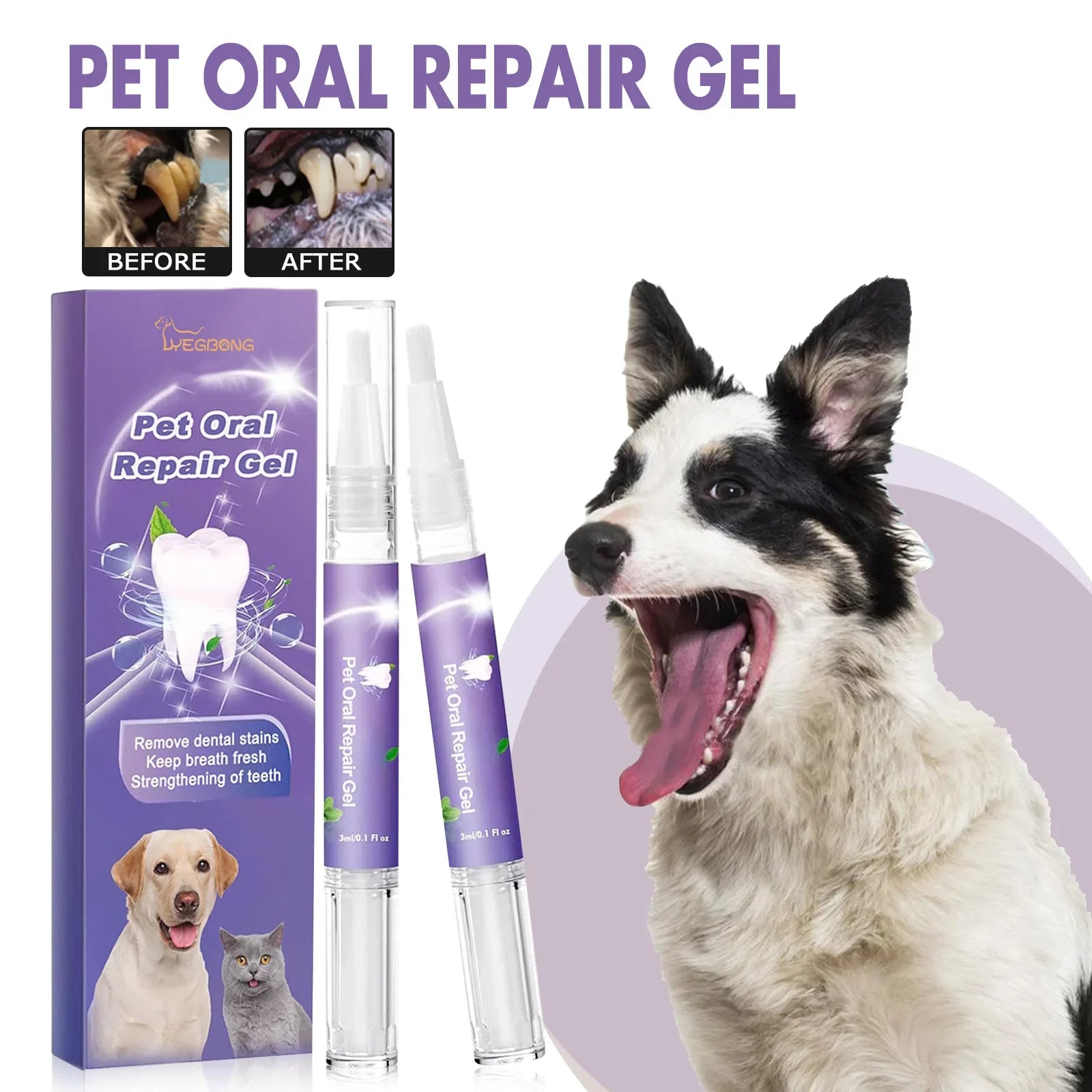 Pet Oral Care Gel for Dogs Cats Deep Cleaning Teeth Stain Remover Fresh Breath Dental Hygiene Plaque Control Water Additive