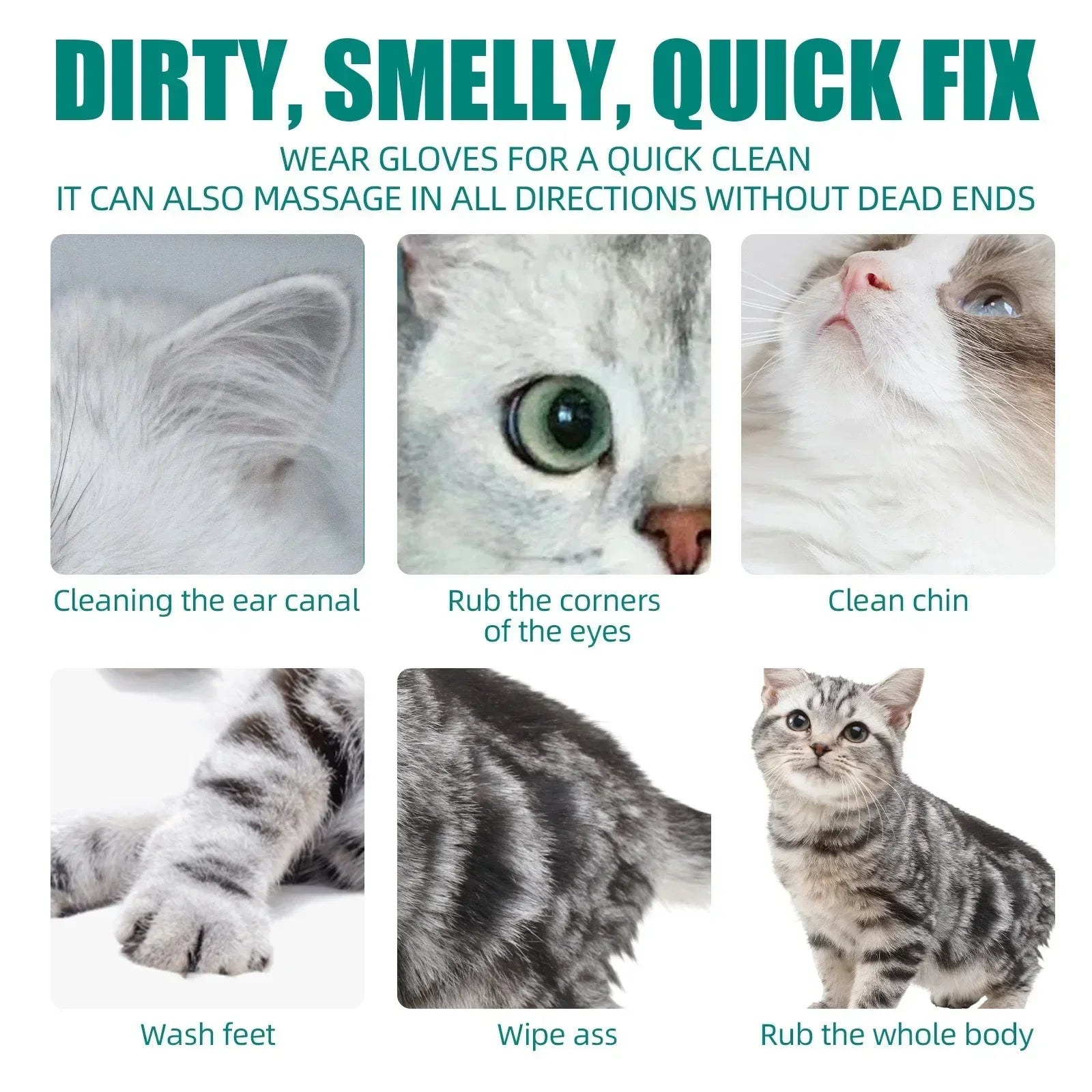 Hygienic Pet Disposable Wash Gloves Hand Free Instant Deodorizing Professional Cleaning Dry Bathing Cat Dog High Quality Pet