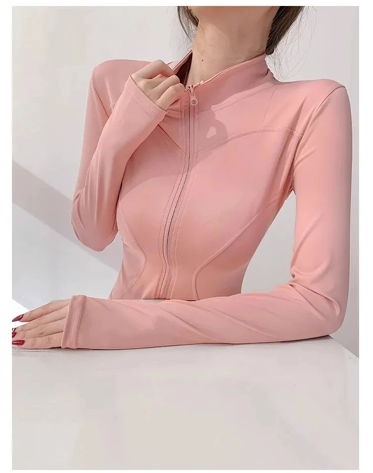 Sun Quick Drying Sports Coat Women's Tight Top Yoga Jacket Long Sleeve Zipper Jacket Running Fitness Women's Jacket S-3XL