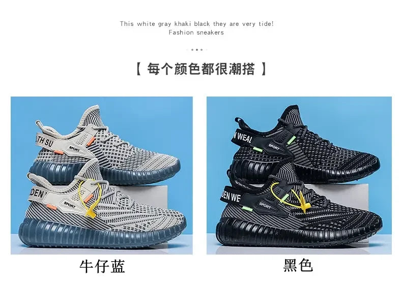 Sports Men's Running Shoes Summer New Classic Breathable Casual Running Breathable Mesh Shock-absorbing Black Tennis Shoes