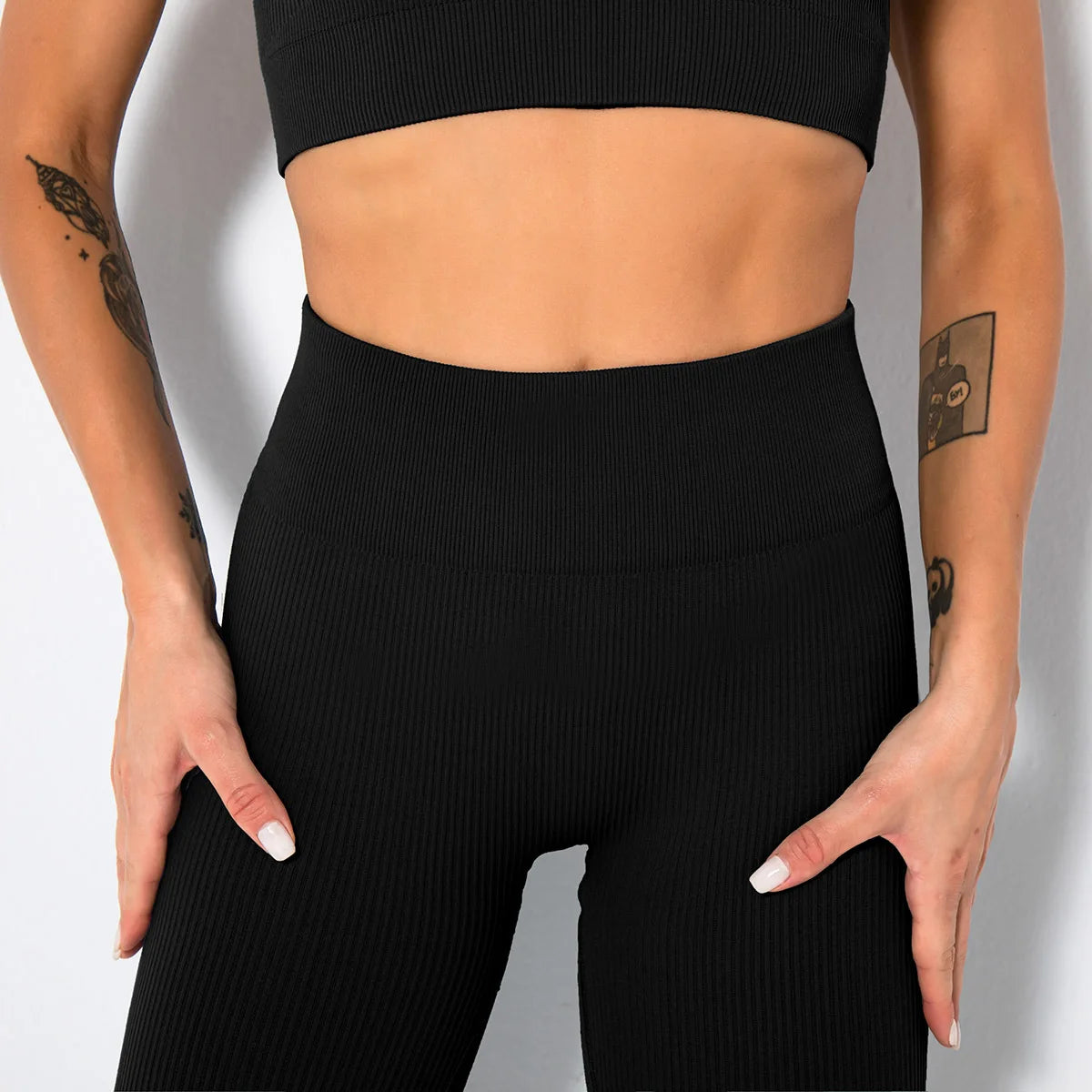 Seamless Ribbed Women Leggings Ladies High Waist Push Up Leggins Tight Striped Fitness Pants for Women Sport Gym Workout Pants