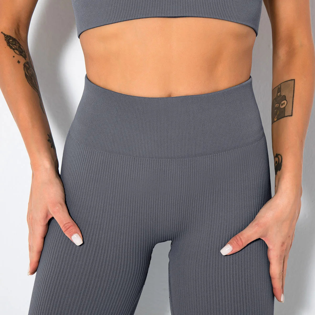 Seamless Ribbed Women Leggings Ladies High Waist Push Up Leggins Tight Striped Fitness Pants for Women Sport Gym Workout Pants