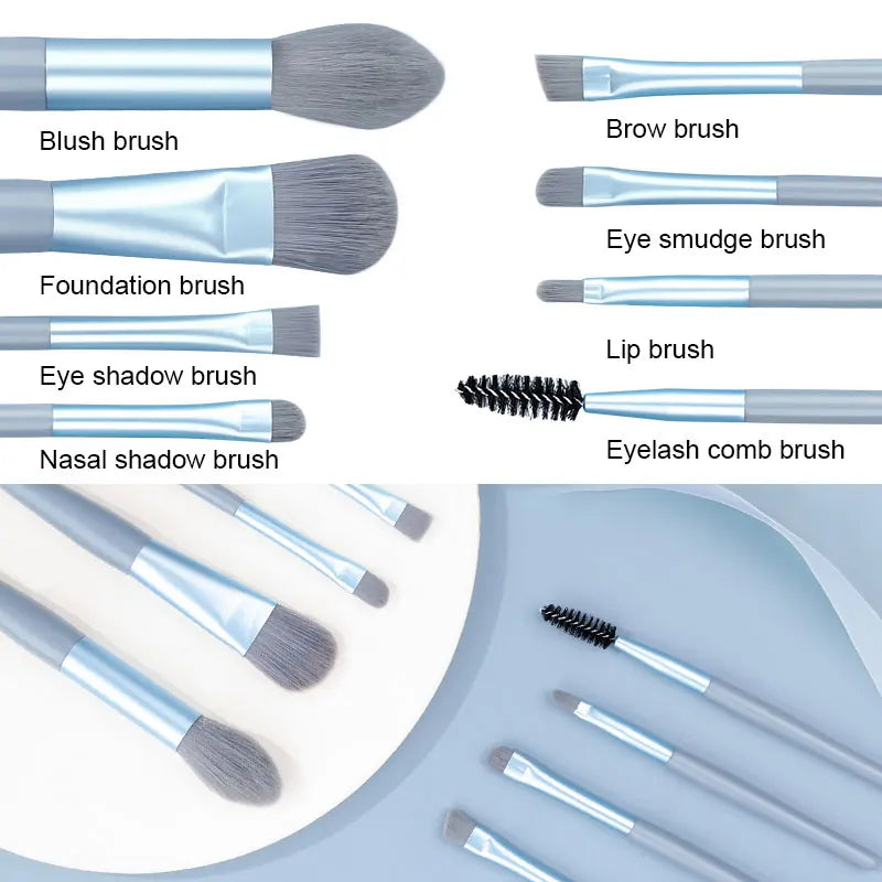 Makeup Brushes 8Pcs Set Travel Makeup Brush Kit with Bag Mini EyeShadow Foundation Loose Powder Blush Detail Brush Beauty Tools
