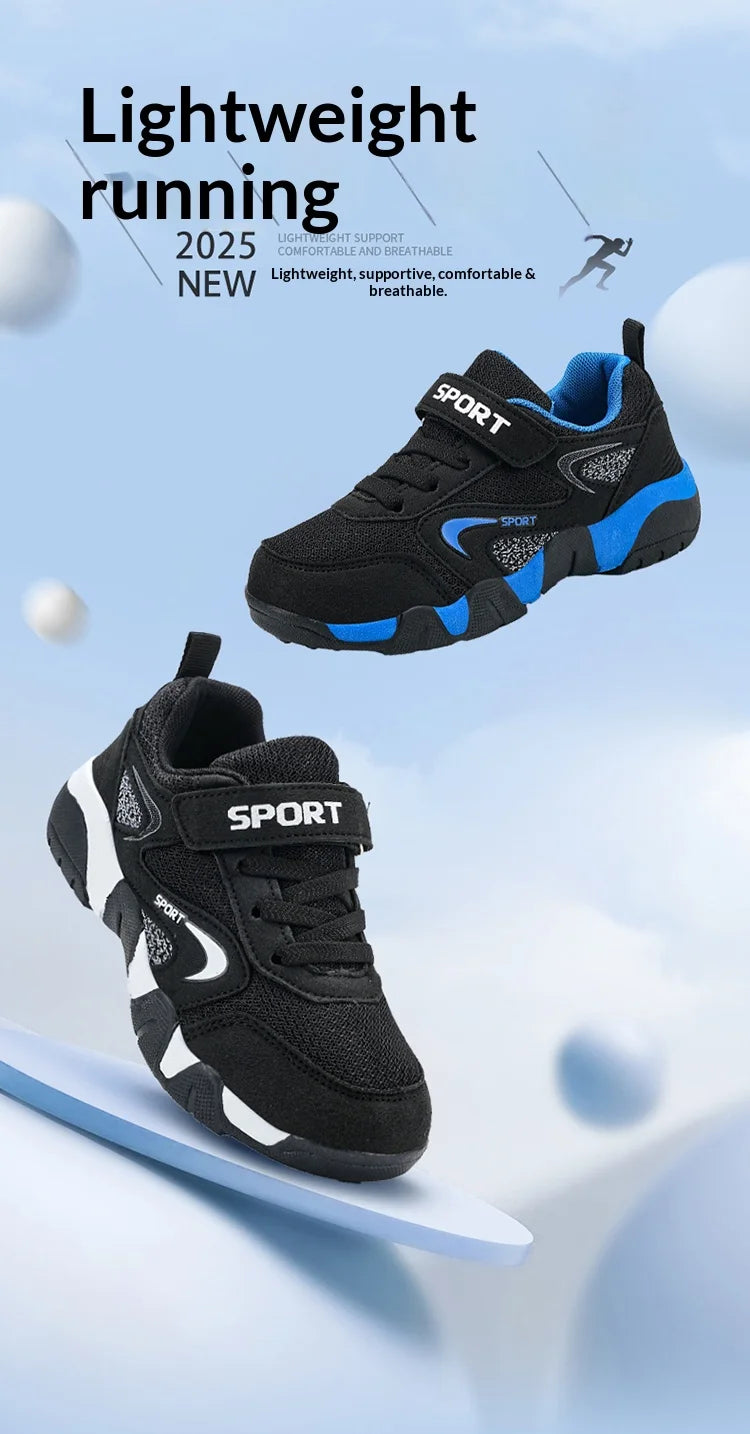 A pair of boys' sports shoes, with mesh upper, anti-slip and wear-resistant sole, and comfortable and soft upperFED-8877