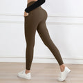 Women Leggings with Pockets Tummy Control Solid Color Fitness Tights Butt Lifting Workout Leggings Casual Wear