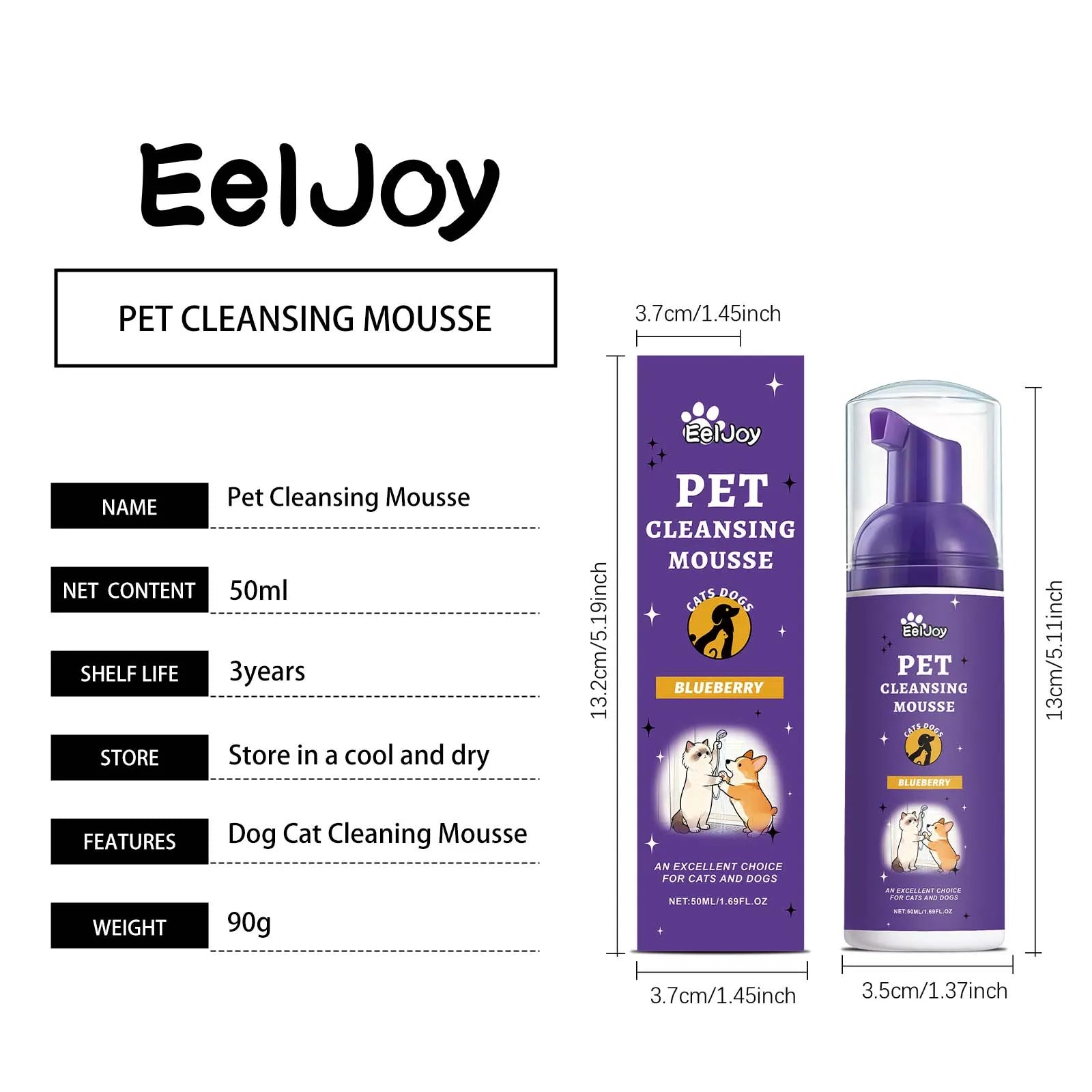 Pet Cleaning Mousse: Gentle cleaning removes odors and keeps pet fur smooth and shiny