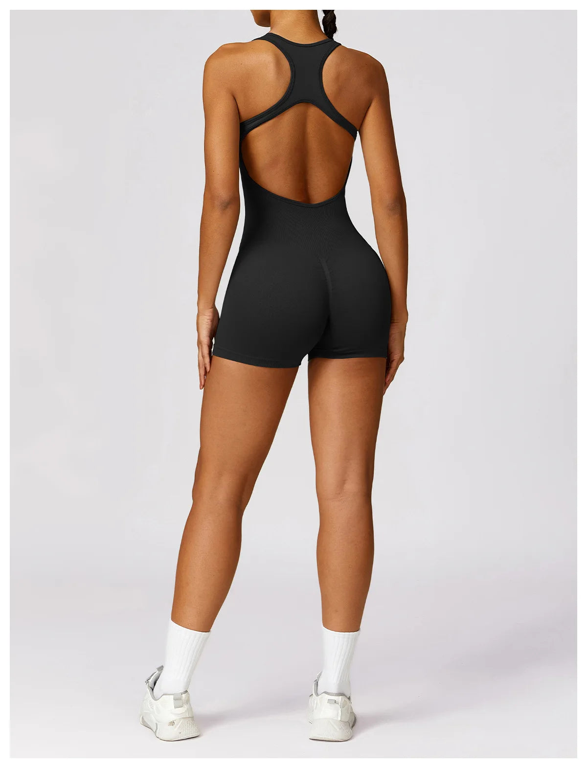 Seamless Gym Sport Short Jumpsuit Women Romper Hollow Backless Scrunch Sexy Monkeys One Piece Outfit Fitness Overalls Playsuit