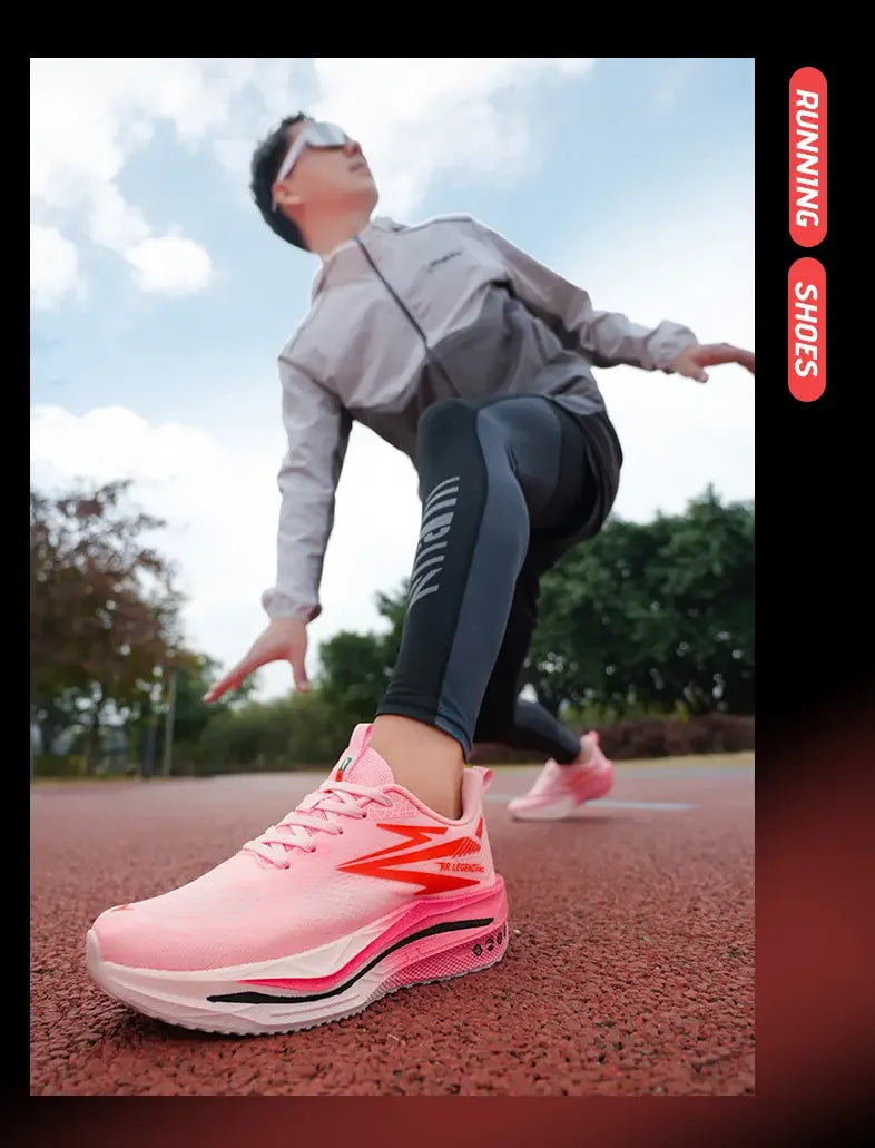 Sports and leisure shoes, men's shoes, marathon oversized air cushioned shoes, fly woven all season rubber, wear-resistant, anti