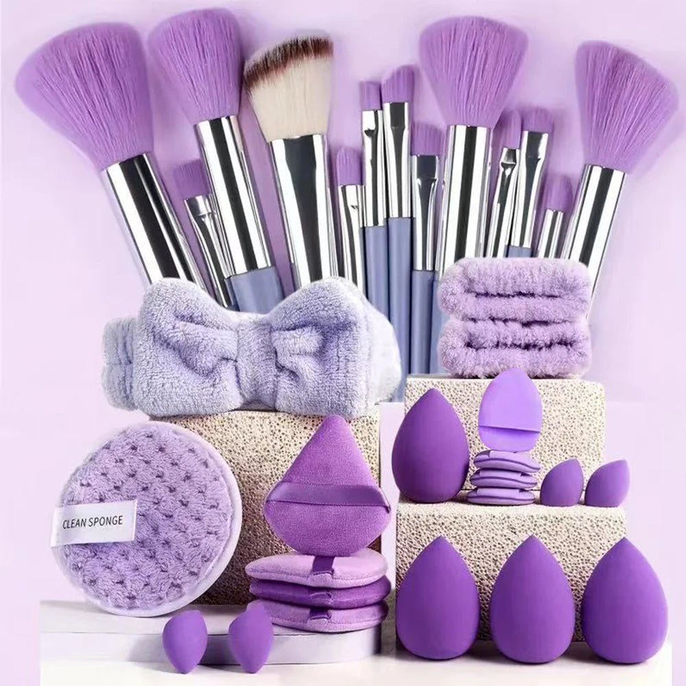 33pcs beauty set makeup kit  large and small beauty sponges for flawless makeup application and removal of makeup full set