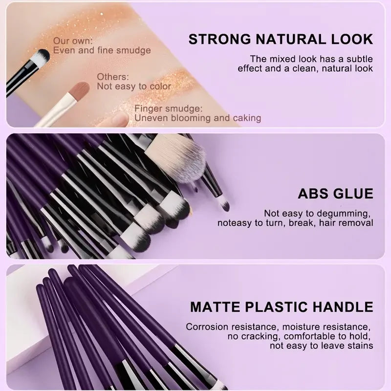 20Pcs Eye Makeup Brushes Set Detail Eyeshadow Brush Makeup Brush White Ultra Soft Eyeshadow Eyeliner Blending Makeup Tool
