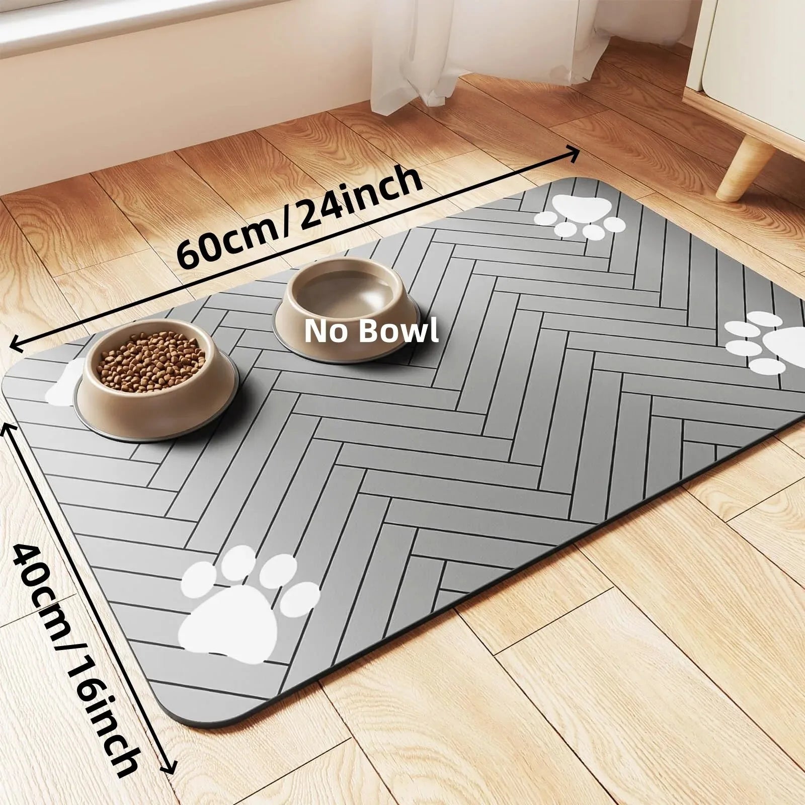 Pet Feeding Mat-Absorbent Pet Placemat Rubber Backing Quick Dry Water Mat for Dog Cat for Food and Water Bowl with Waterproof