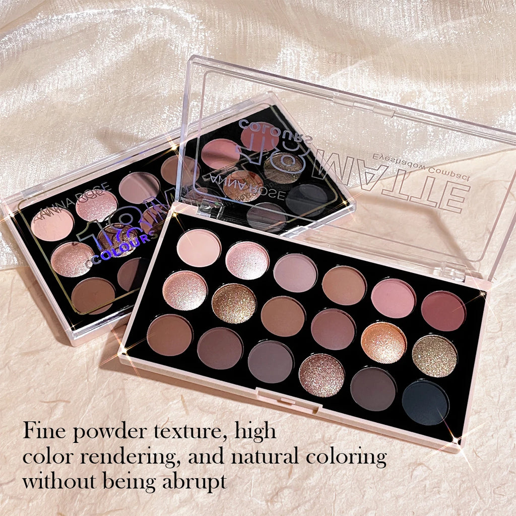 18-color eyeshadow palette, earth tone, European and American eyeshadow, matte and shimmer, versatile makeup