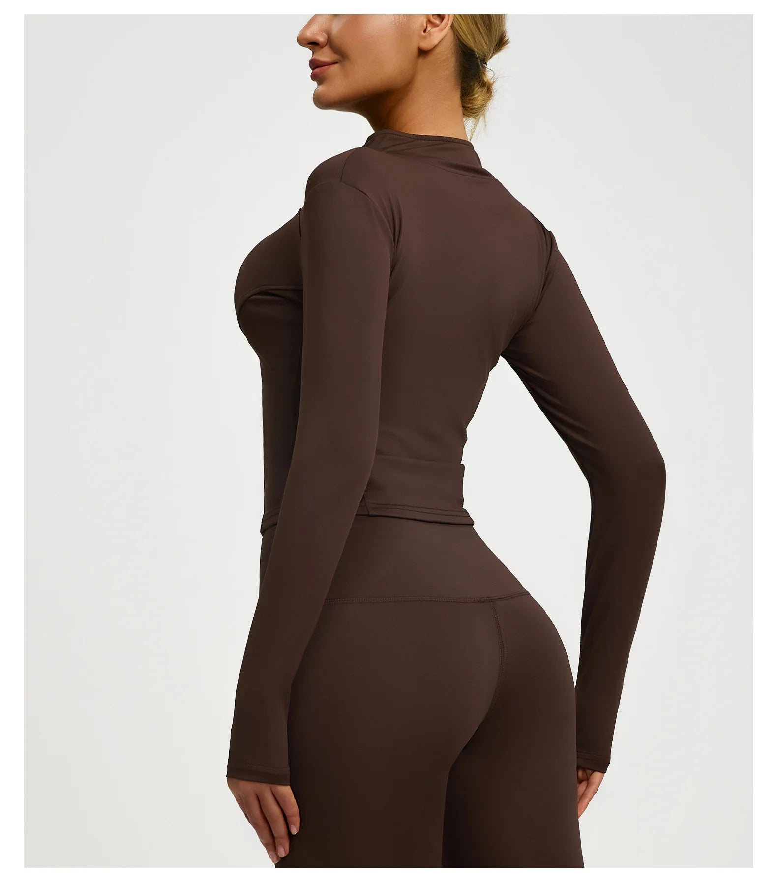 Slim Zipper Jacket Sports Jacket Women's Long Sleeved Tight Fitting Jacket Running Fitness Yoga Suit Top Peach Yoga Coat