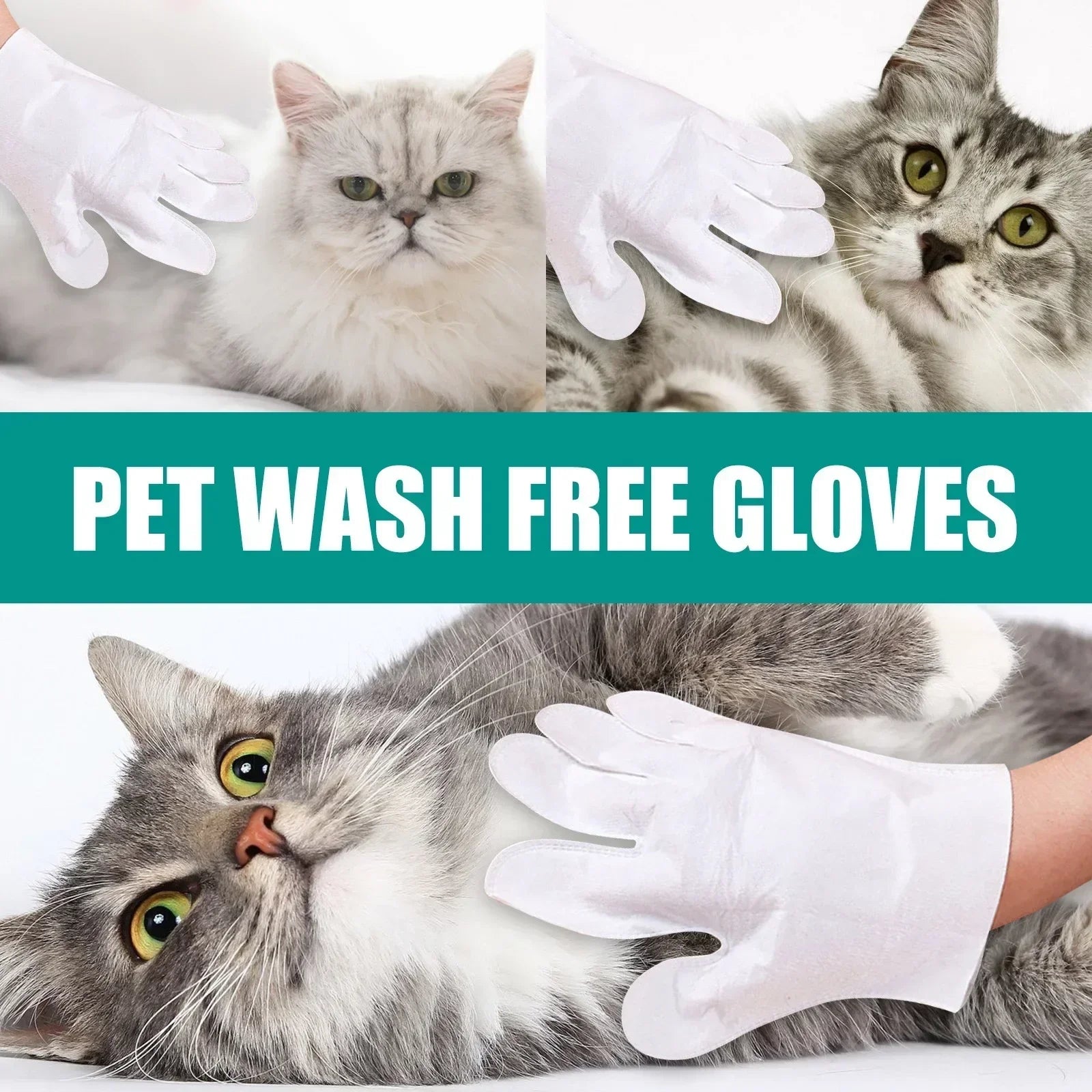 Hygienic Pet Disposable Wash Gloves Hand Free Instant Deodorizing Professional Cleaning Dry Bathing Cat Dog High Quality Pet