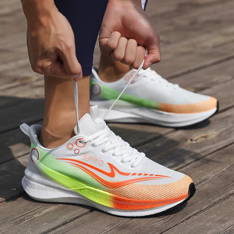 Sports Men Running Shoes Carbon Board Speciality Marathon Breathable Lightweight Women's Comfortable Nonskid Casual Sneakers New