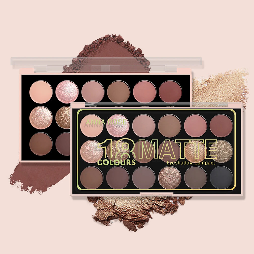18-color eyeshadow palette, earth tone, European and American eyeshadow, matte and shimmer, versatile makeup