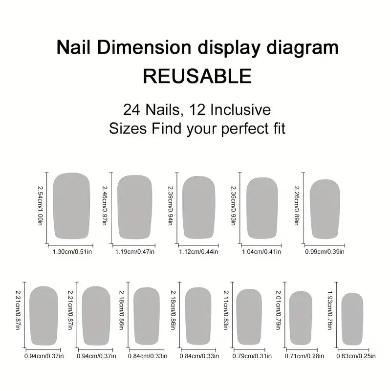 A full set of 24 medium-size coffin-shaped fake nails, crafted with gradient and smudge techniques and adorned with fuchsia flor