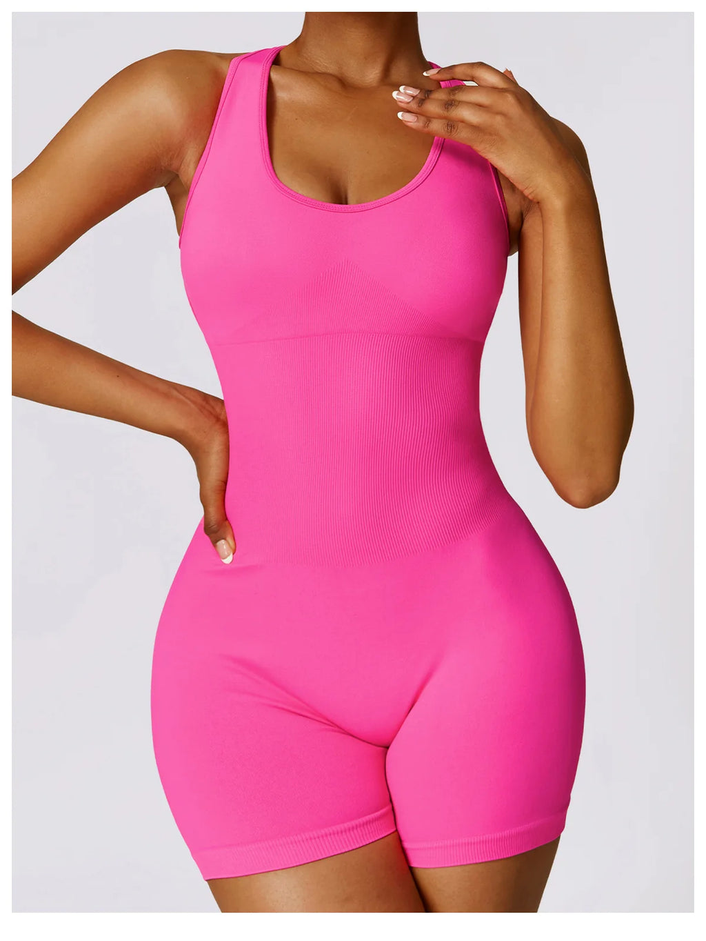Seamless Gym Sport Short Jumpsuit Women Romper Hollow Backless Scrunch Sexy Monkeys One Piece Outfit Fitness Overalls Playsuit