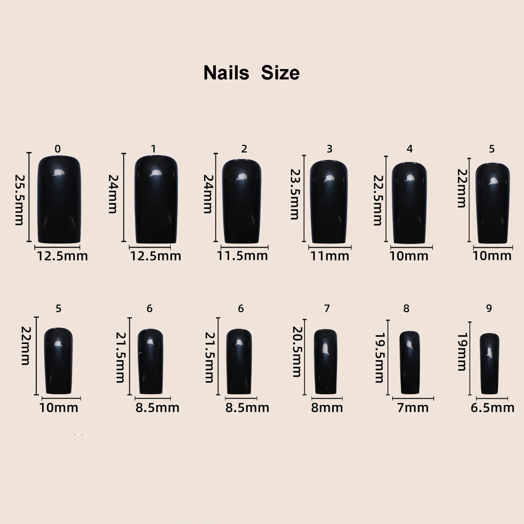 Medium long Square fake nails for women Summer blue water fish in yellow red colors full cover press on acrylic false nail art