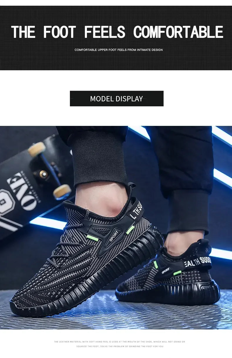 Sports Men's Running Shoes Summer New Classic Breathable Casual Running Breathable Mesh Shock-absorbing Black Tennis Shoes