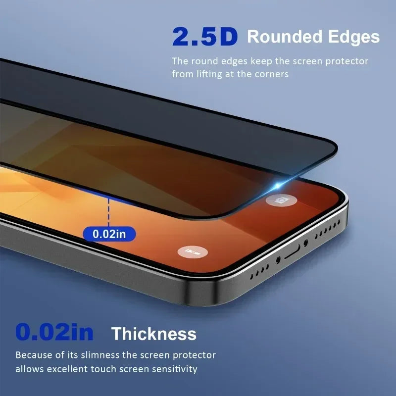 1-5Pcs Full Cover Privacy Screen Protector For iPhone 16 15 13 11 14Pro Max Anti Spy Tempered Glass For iPhone X XS Max XR