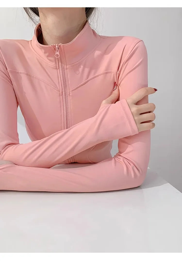 Sun Quick Drying Sports Coat Women's Tight Top Yoga Jacket Long Sleeve Zipper Jacket Running Fitness Women's Jacket S-3XL