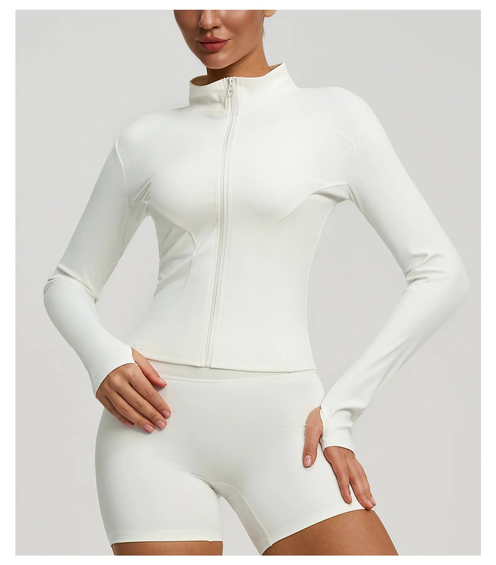 Slim Zipper Jacket Sports Jacket Women's Long Sleeved Tight Fitting Jacket Running Fitness Yoga Suit Top Peach Yoga Coat