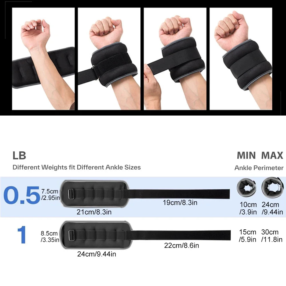 1Pair Adjustable Ankle Weights for Women Men,(0.5kg / 1kg Each Pack) Modularized Leg Wrist Weight Straps for Yoga,Running,Gym