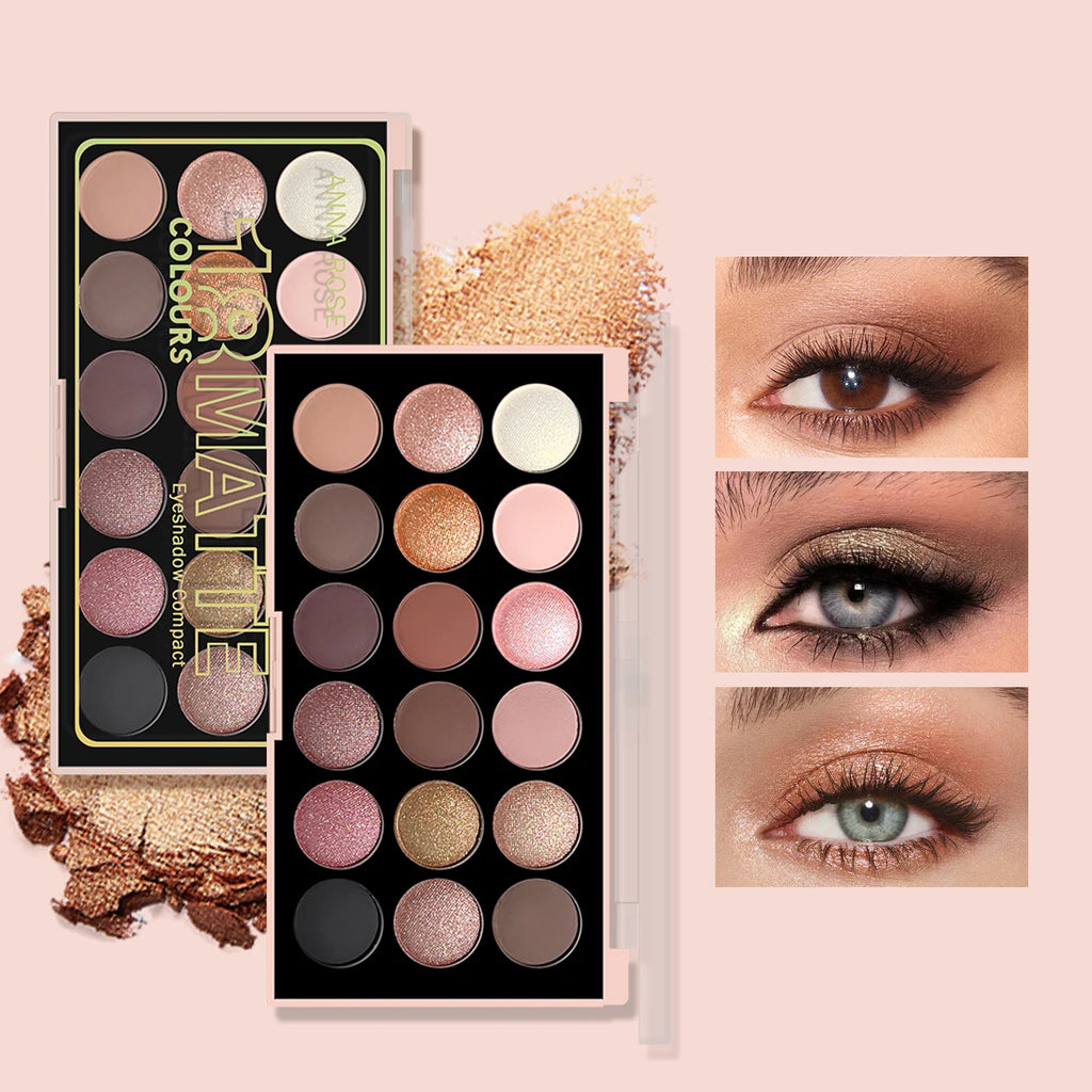 18-color eyeshadow palette, earth tone, European and American eyeshadow, matte and shimmer, versatile makeup
