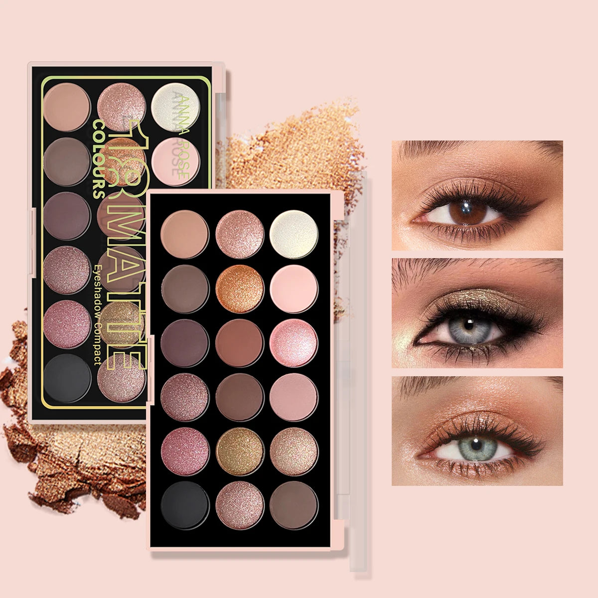 18-color eyeshadow palette, earth tone, European and American eyeshadow, matte and shimmer, versatile makeup