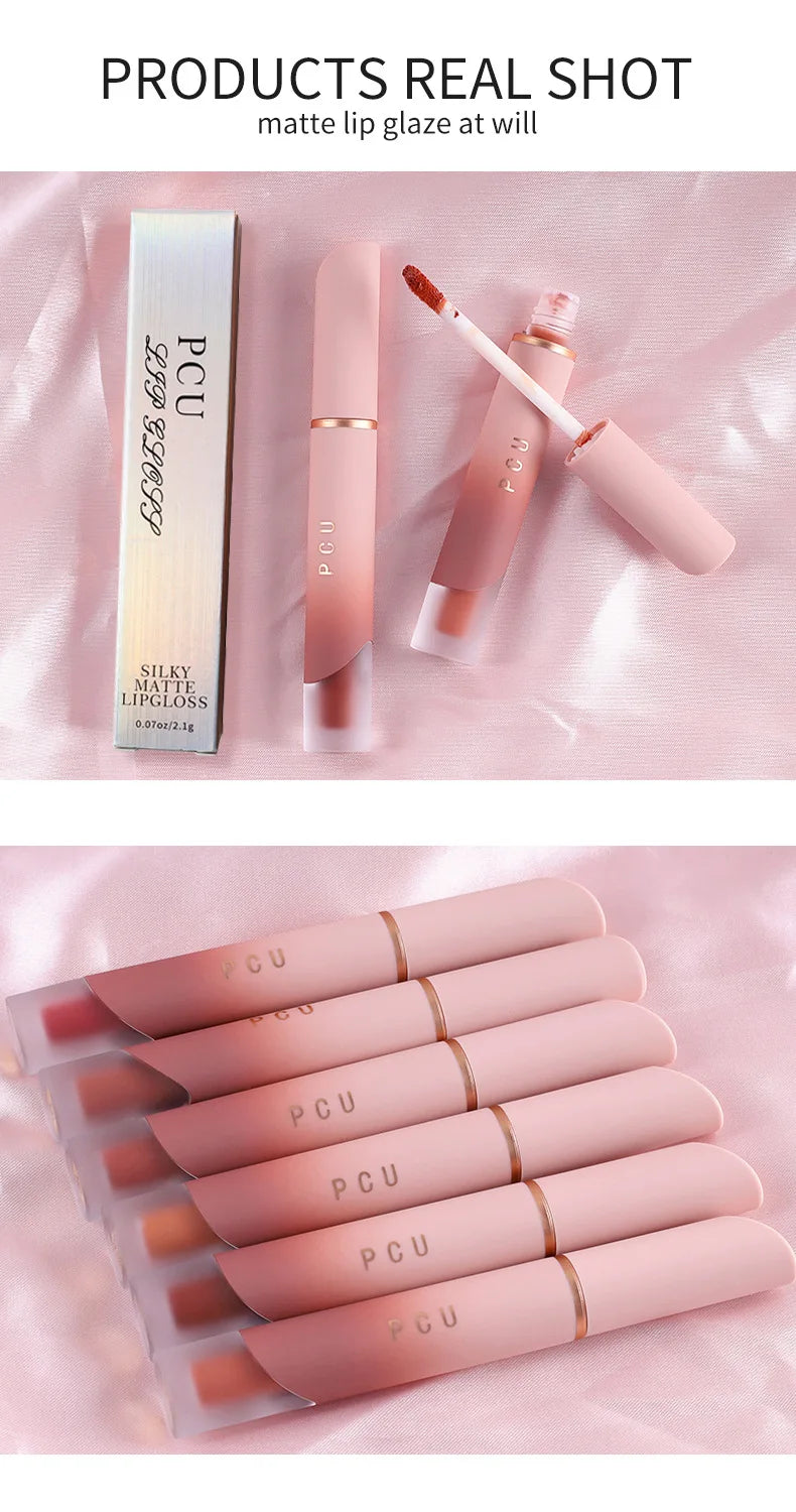 Dual-Use Liquid Matte Lipstick Lip Balm Pink Long-Lasting Non-Stick to Cup 6 Colors Available for Lip And Cheek Makeup