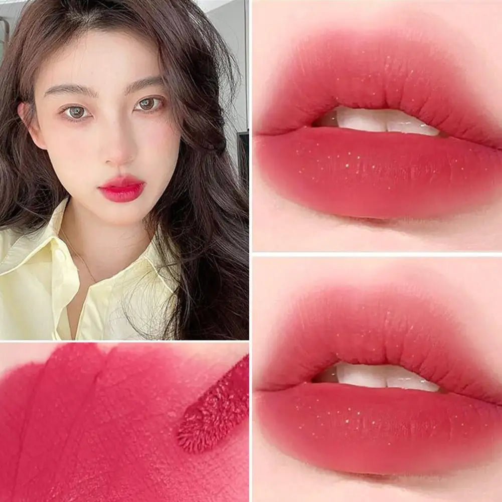 Candied Cherry Blossoms Pink Lip Glaze Velvet Matte Non-fading Lip Cream Mud Waterproof Lip Gloss Women Makeup