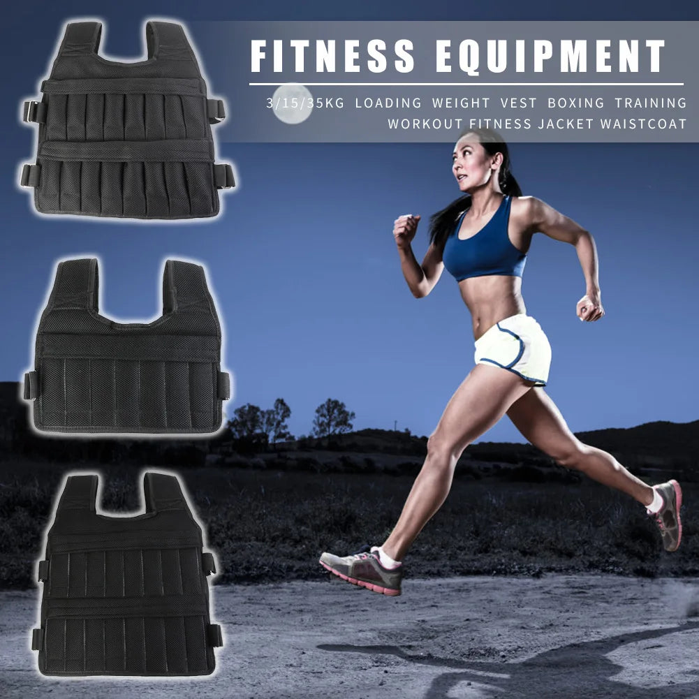 3/15/50kg Loading Weight Vest Adjustable Weighted Training Exercise Waistcoat Jacket Sand Clothing for Running Fitness Equipment