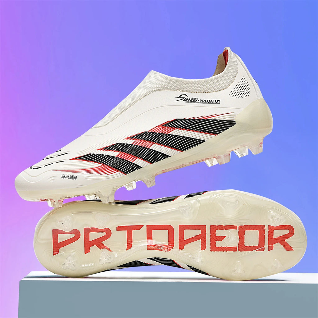 Sports breathable football shoes with FG/AG studs provide super strong grip and effectively protect the ankle