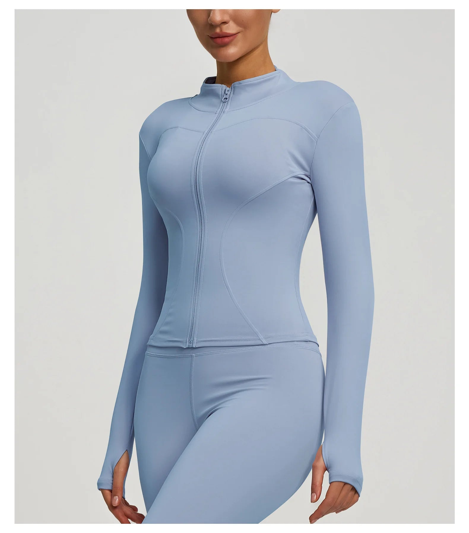 Slim Zipper Jacket Sports Jacket Women's Long Sleeved Tight Fitting Jacket Running Fitness Yoga Suit Top Peach Yoga Coat