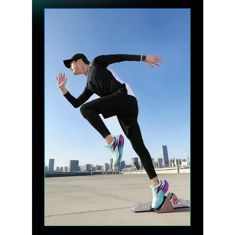 Sports and leisure shoes, men's shoes, marathon oversized air cushioned shoes, fly woven all season rubber, wear-resistant, anti